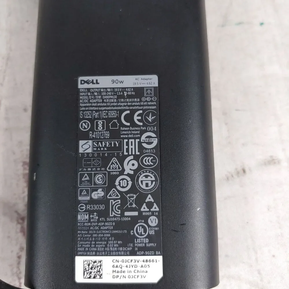 Dell 90W Laptop AC Adapter Charger DA90PM130 19.5V 4.62A 7.4mm Power Cord USED